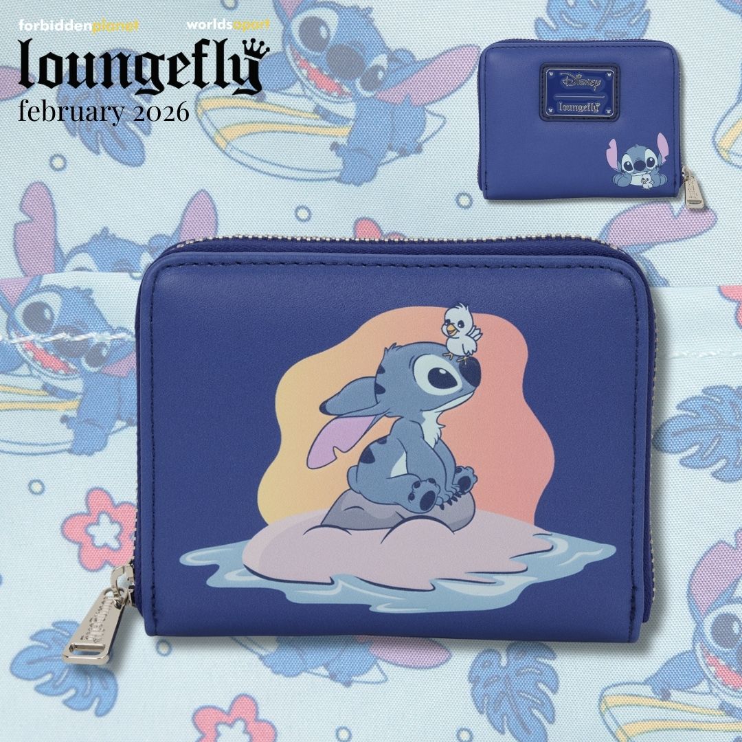 DISNEY LILO AND STITCH ANIMAL SITTING ON ROCK WITH BIRD LF ZIP AROUND WALLET