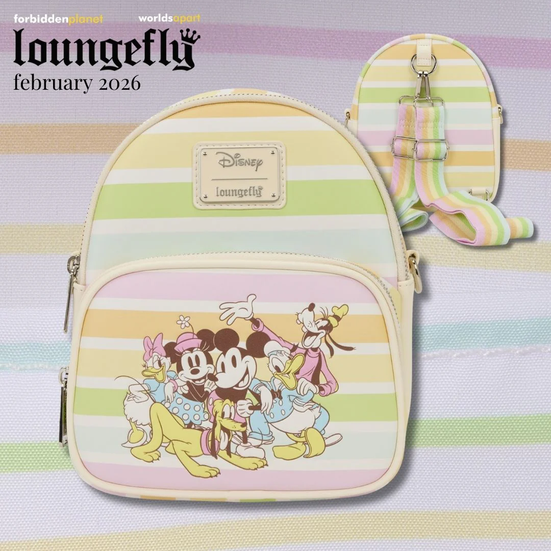 DISNEY MICKEY AND FRIENDS RAINBOW STRIPES LF CONVERTIBLE MINI BACKPACK & CROSSBODY BAG