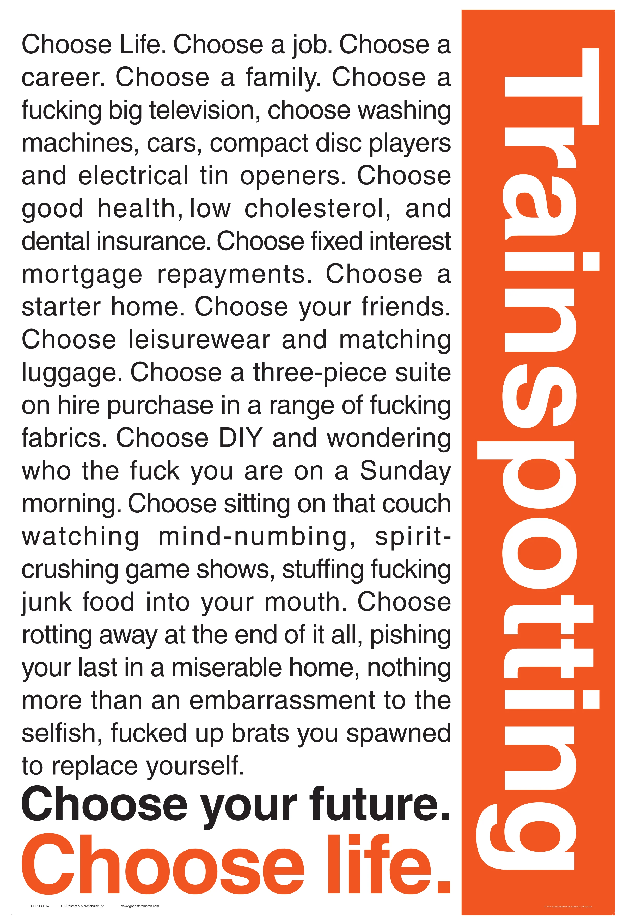 GB Posters Trainspotting Quotes 61 x 91.5cm Maxi Poster